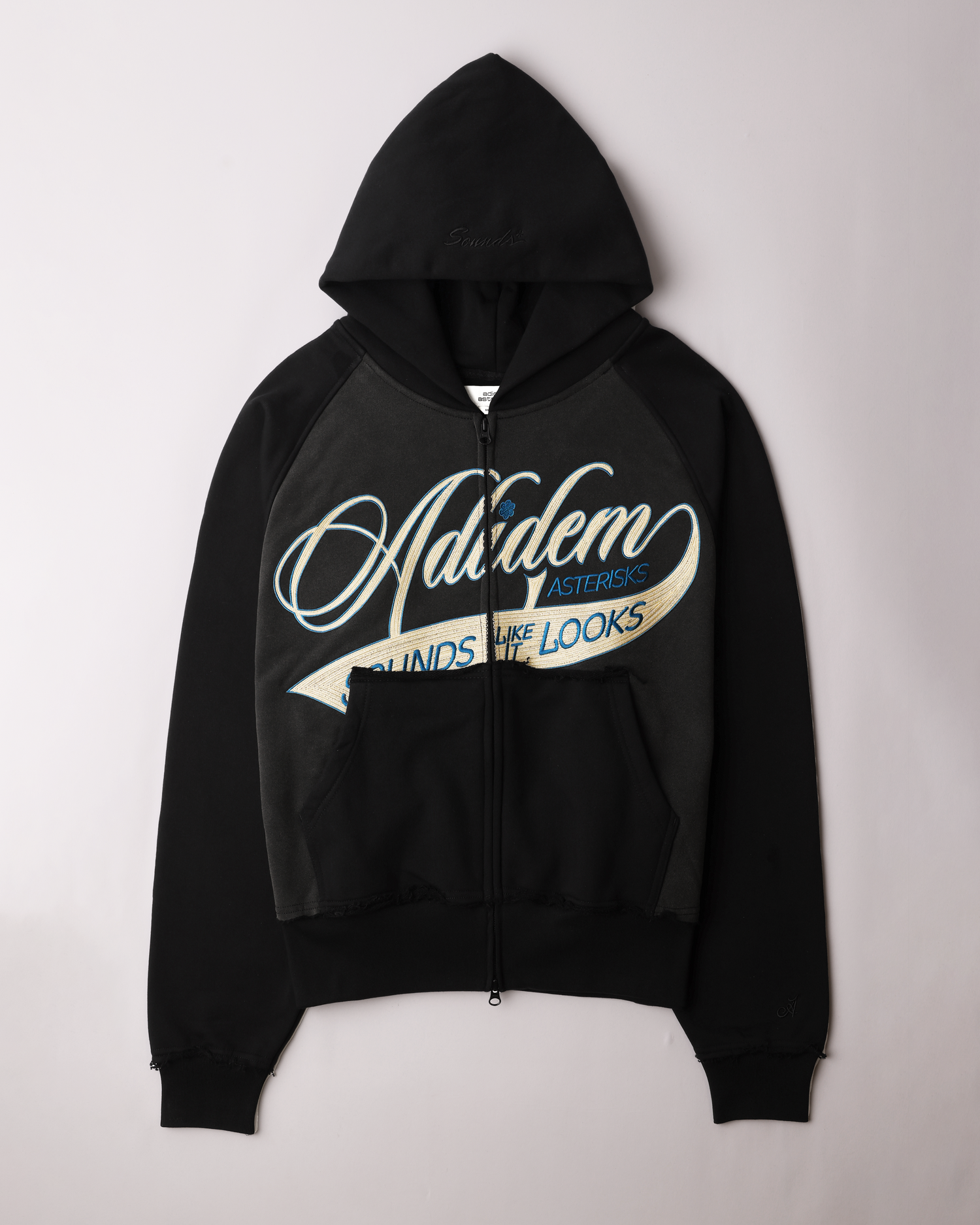 Chainstitch Ribbon Hoodie - Black